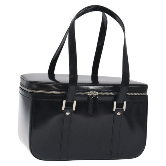 GUCCI Hand Bag Enamel Black Silver Auth am8761 - Picture 1 of 16
